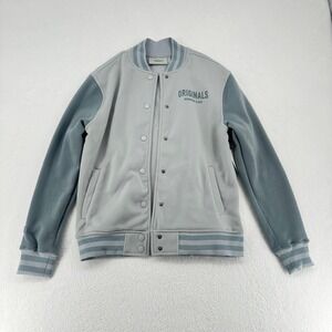 Originals‎ Brooklyn Cloth Varsity Jacket Gray Blue Snap Front Small NWT